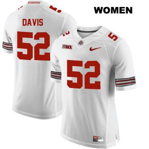 Women's NCAA Ohio State Buckeyes Wyatt Davis #52 College Stitched Authentic Nike White Football Jersey FL20I74VB